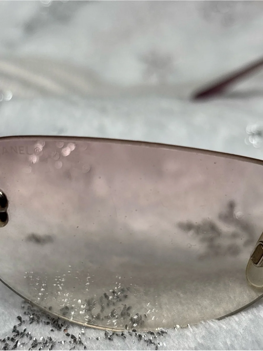 Chanel Rimless Pink Gradient Sunglasses with Gold Bridge